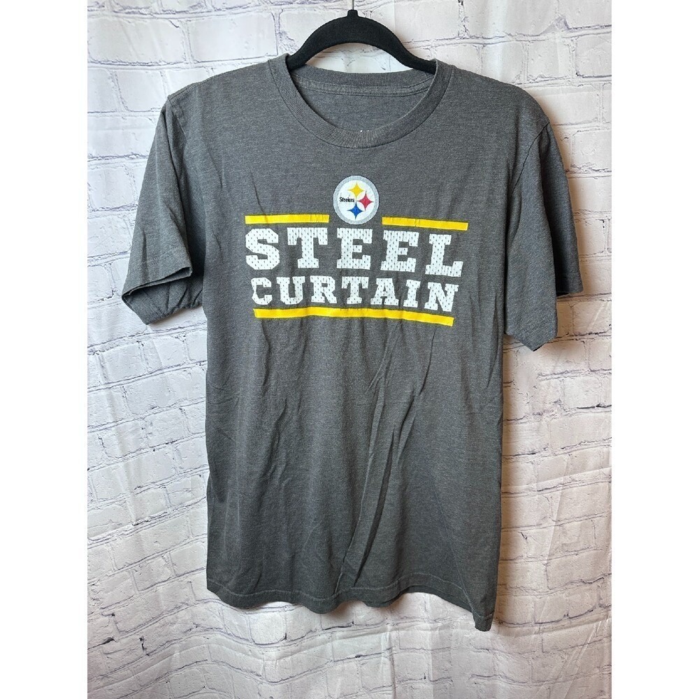 Majestic Pittsburgh Steelers Steel Curtain Graphic T-Shirt Gray
